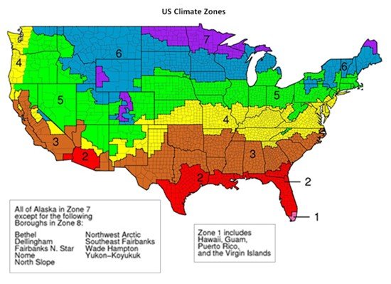 US Climate zones for attic insulation