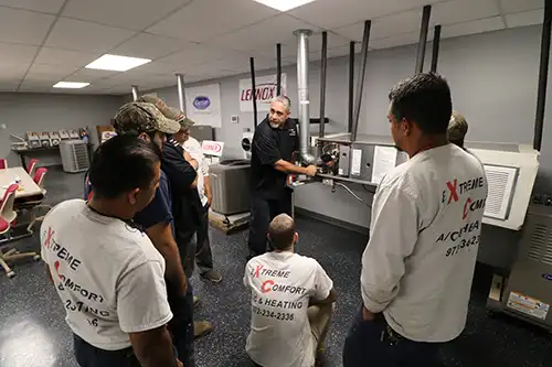 Furnace installation technician training by Extreme Comfort Air Conditioning and Heating in Dallas Texas