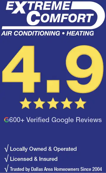 Extreme Comfort Air Conditioning and Heating 4.9 star Google rating Dallas
