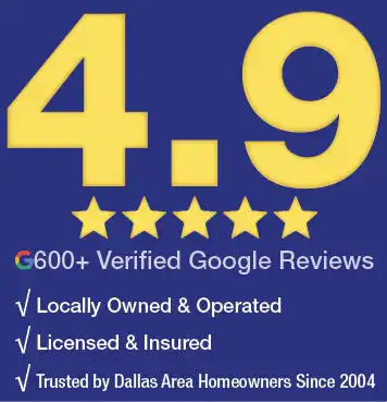 4.9 rating banner mobile 4.9 star rated HVAC company in Dallas with over 600 verified Google reviews